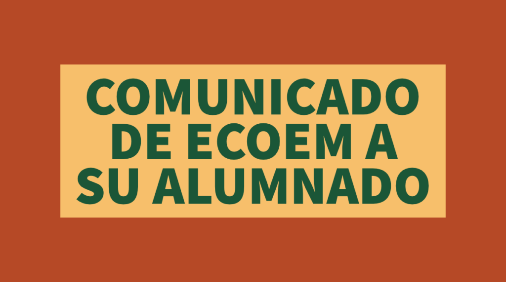 Comunicado de Ecoem a su alumnado