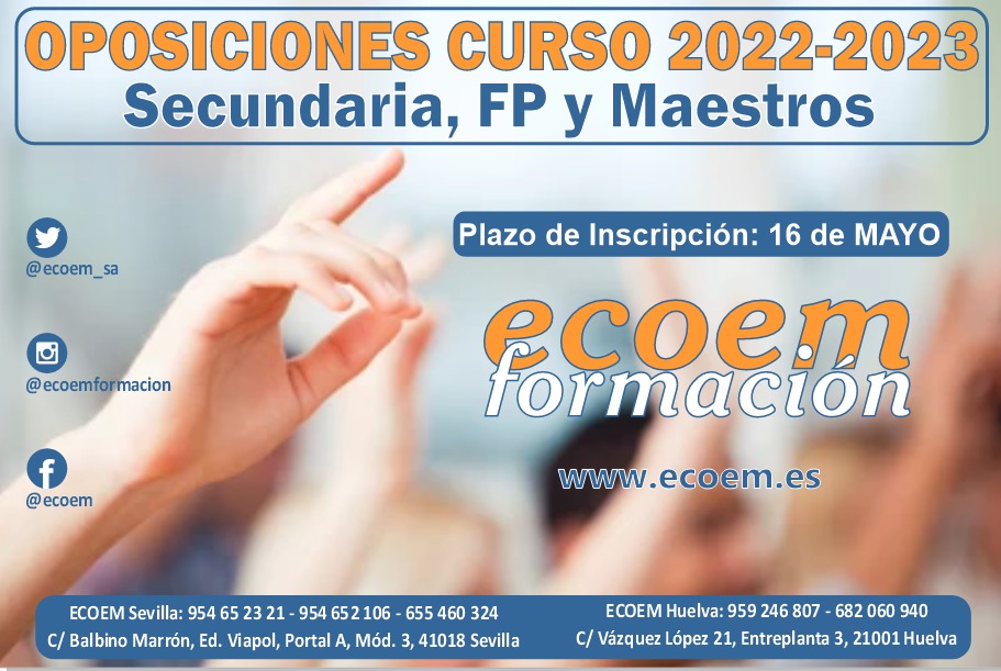 plazo de inscripción ecoem oposiciones curso 2022-2023